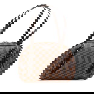 Louis Vuitton Damier Rivington PM Brown PVC Leather Shoulder Bag: Louis Vuitton Damier Rivington PM Brown PVC Leather Shoulder Bag Elevate your style with the Louis Vuitton Damier Rivington PM Shoulder Bag, a perfect blend of luxury and practicality. Crafted from du