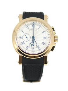 Breguet Marine Chronograph 18K Yellow Gold Ref 5827BA with Box and Papers: Breguet Marine Chronograph 18K Yellow Gold Ref 5827BA with Box and Papers Elevate your style with the Breguet Marine Chronograph, a stunning timepiece crafted in 18K Yellow Gold. This luxurious wristw