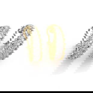 Elegant 18k Yellow Gold Diamond Oval Hoop Earrings 1.30ct: Elegant 18k Yellow Gold Diamond Oval Hoop Earrings 1.30ct Elevate your style with these exquisite oval hoop earrings, meticulously crafted from 18k yellow gold with a polished finish. Featuring a stun