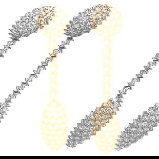 5.52ct Pave Diamond Drop Earrings in 18k Yellow Gold: 5.52ct Pave Diamond Drop Earrings in 18k Yellow Gold Stunning pave diamond drop earrings crafted from luxurious 18k yellow gold. These contemporary earrings showcase a total of 5.52 carats of round br