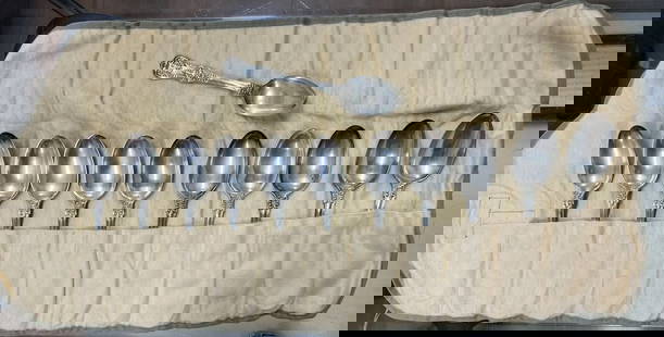 Set of 12 Tiffany & Co. Sterling Silver English King Dessert Spoons 7": Set of 12 Tiffany & Co. Sterling Silver English King Dessert Spoons 7" This set of 12 Vintage Tiffany & Co. Sterling Silver English King Soup Dessert Spoons showcases the timeless elegance of the Engl