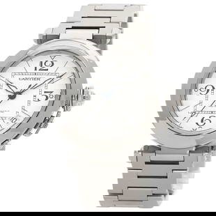 Cartier Pasha C SS Men's Automatic Watch with White Dial: Cartier Pasha C SS Men's Automatic Watch with White Dial The Cartier Pasha C Watch is a stylish men's wristwatch crafted from durable stainless steel. This timepiece features a striking white dial and