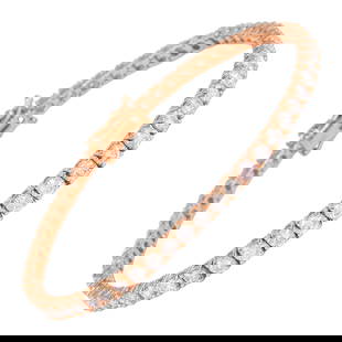 5.10ct Diamond Tennis Bracelet 14k Rose Gold Modern Design 7in: 5.10ct Diamond Tennis Bracelet 14k Rose Gold Modern Design 7in Elevate your jewelry collection with this exquisite 5.10ct Diamond Tennis Bracelet crafted in 14k Rose Gold. This modern piece features 5