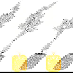 GIA 8.40ct Fancy Yellow Diamond Drop Earrings in 18k Gold: GIA 8.40ct Fancy Yellow Diamond Drop Earrings in 18k Gold Elevate your elegance with these exquisite 8.40 carat total weight Fancy Yellow Diamond Drop Earrings, beautifully crafted in 18k yellow and w