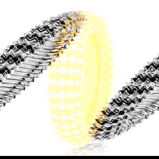 David Webb 18K Yellow Gold Black Enamel Spike Bangle Bracelet: David Webb 18K Yellow Gold Black Enamel Spike Bangle Bracelet This bold and chic David Webb 18K Yellow Gold Bangle Bracelet is a striking example of the brand's signature design aesthetic. Featuring a