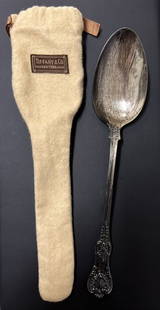 Vintage Tiffany & Co. English King Sterling Silver Stuffing Spoon 11" Monogrammed: Vintage Tiffany & Co. English King Sterling Silver Stuffing Spoon 11" Monogrammed This Vintage Tiffany & Co. Serving Spoon showcases the elegant English King pattern, crafted from high-quality sterlin