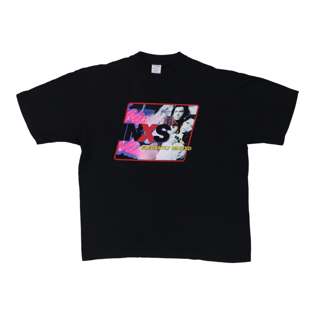 1997 INXS Elegantly Wasted Tour Shirt Vintage Black Cotton: 1997 INXS Elegantly Wasted Tour Shirt Vintage Black Cotton This original vintage 1997 INXS Elegantly Wasted Tour Shirt is a true collector's item, showcasing iconic front and back graphics. Crafted fr