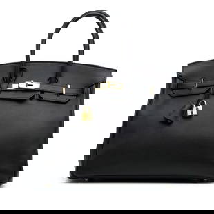 Hermes Black Swift Birkin Retourne 35 Handbag: Hermes Black Swift Birkin Retourne 35 Handbag The Hermes Swift Birkin Retourne 35 is a luxurious handbag crafted from swift leather in a classic black color. It features elegant rolled leather handles