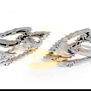 John Hardy Bamboo Collection 18k Gold Sterling Silver Loop Link Bracelet: John Hardy Bamboo Collection 18k Gold Sterling Silver Loop Link Bracelet Discover the elegance of this authentic John Hardy bracelet from the Bamboo Collection. This exquisite piece is crafted from st