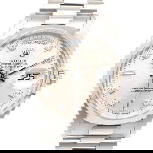 Rolex Day-Date 18206A Platinum Automatic Men's Watch with Diamonds 36mm: Rolex Day-Date 18206A Platinum Automatic Men's Watch with Diamonds 36mm Experience the luxury of the Rolex Day-Date Oyster Perpetual watch, a masterpiece crafted from Pt950 Platinum. This automatic me