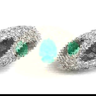 18K White Gold Emerald Diamond Cocktail Ring 3.50ct Emeralds 6.00ct Diamonds: 18K White Gold Emerald Diamond Cocktail Ring 3.50ct Emeralds 6.00ct Diamonds This stunning 18K White Gold Cocktail Ring showcases an exquisite combination of emeralds and diamonds, making it a perfect