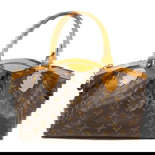 LOUIS VUITTON Tivoli PM Shoulder Handbag Monogram Brown GHW M40143: LOUIS VUITTON Tivoli PM Shoulder Handbag Monogram Brown GHW M40143 This elegant LOUIS VUITTON Tivoli PM Shoulder Handbag showcases a classic Monogram pattern in a rich brown color. Crafted from durabl