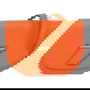 HERMES Mini Convoyeur Shoulder Bag Calfskin Leather 4.7 H x 5.9 L x 0.8 D Orange: HERMES Mini Convoyeur Shoulder Bag Calfskin Leather 4.7 H x 5.9 L x 0.8 D Orange Introducing the HERMES Mini Convoyeur Shoulder Bag, crafted from luxurious Evercolor leather in a vibrant Orange hue. T