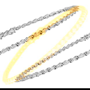 4.68ct Diamond Tennis Bracelet 14k Yellow Gold: 4.68ct Diamond Tennis Bracelet 14k Yellow Gold Adorn your wrist with this exquisite 4.68 ct diamond tennis bracelet, crafted from 14k yellow gold. This contemporary piece features 62 round brilliant d