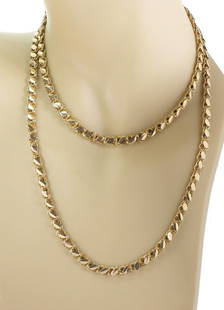 Vintage Charm Link 18k Yellow Gold 36 Inch Necklace: Vintage Charm Link 18k Yellow Gold 36 Inch Necklace Introducing the Charm Link 18k Yellow Gold Long Chain Necklace, a timeless piece that enhances any jewelry collection. This original vintage necklac
