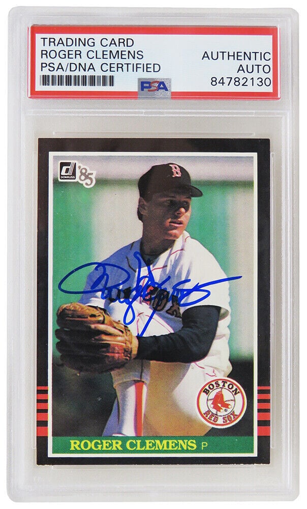 Roger Clemens Signed Red Sox 1985 Donruss Rookie Card #273 PSA Encapsulated: Roger Clemens Signed Red Sox 1985 Donruss Rookie Card #273 PSA Encapsulated Celebrate a piece of baseball history with this Roger Clemens signed Boston Red Sox 1985 Donruss rookie card #273. This coll