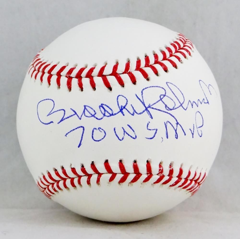 Brooks Robinson Autographed Rawlings OML Baseball 70 WS MVP JSA Certified: Brooks Robinson Autographed Rawlings OML Baseball 70 WS MVP JSA Certified This is an original autographed Rawlings OML baseball by Brooks Robinson, a celebrated baseball player known for his exception