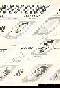Joe Louis Gory Guerrero Signed Vintage Wrestling Program JSA Certified: Joe Louis Gory Guerrero Signed Vintage Wrestling Program JSA Certified This is an original wrestling program signed by Joe Louis Gory Guerrero. The program has been authenticated by James Spence (JSA)
