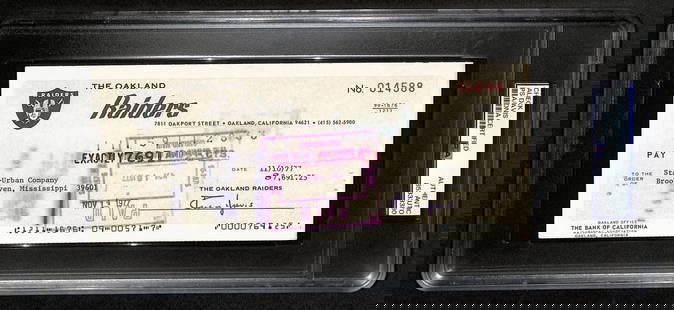 Al Davis HOF Autographed 8.5x3.5 Bank Check Raiders PSA/DNA: Al Davis HOF Autographed 8.5x3.5 Bank Check Raiders PSA/DNA This is an authentic 8.5x3.5 bank check signed by Al Davis, the legendary figure of the Oakland Raiders, and a Hall of Fame inductee. The ch