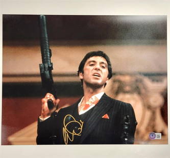 Al Pacino Scarface 11x14 Photo Signed Beckett Authenticated: Al Pacino Scarface 11x14 Photo Signed Beckett Authenticated Capture a piece of cinematic history with this Al Pacino signed Scarface photograph. This original 11x14 photo features the legendary actor'