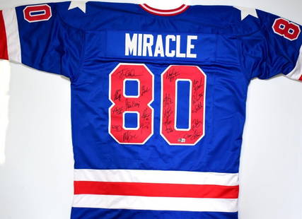 1980 Team USA Miracle On Ice Signed Jersey 19 Signatures Beckett Authenticated: 1980 Team USA Miracle On Ice Signed Jersey 19 Signatures Beckett Authenticated Celebrate a pivotal moment in sports history with this original 1980 Miracle On Ice Team USA signed blue jersey. Authenti