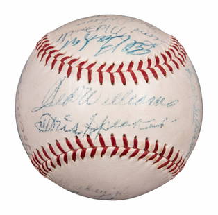 1946 Boston Red Sox Team Signed Baseball Ted Williams Tris Speaker Beckett COA: 1946 Boston Red Sox Team Signed Baseball Ted Williams Tris Speaker Beckett COA Celebrate a remarkable chapter in baseball history with this authentic 1946 Boston Red Sox Team Signed Baseball, featurin