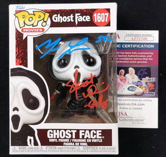 Matthew Lillard Skeet Ulrich Signed Ghost Face Funko Pop BAS Authenticated: Matthew Lillard Skeet Ulrich Signed Ghost Face Funko Pop BAS Authenticated This is an original Funko Pop! figure of the iconic Ghost Face character from the movie Scream, signed by actors Matthew Lill