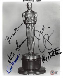 Signed 8x10 Photo of Oscar Winners Lemmon Malden Pesci Buttons Burns BAS COA: Signed 8x10 Photo of Oscar Winners Lemmon Malden Pesci Buttons Burns BAS COA This stunning 8x10 black and white photograph features the autographs of five legendary Oscar winners: Jack Lemmon, Karl Ma