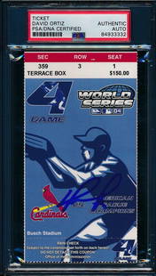 2004 World Series Game 4 Ticket Stub David Ortiz Autographed PSA/DNA: 2004 World Series Game 4 Ticket Stub David Ortiz Autographed PSA/DNA Offered is a Ticket Stub from 2004 World Series Game 4 Clincher Autographed by David Ortiz HOF Boston Red Sox. This ticket stub com