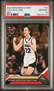 2023 Bowman U Caitlin Clark #74 Red Rookie Card PSA 10 /10: 2023 Bowman U Caitlin Clark #74 Red Rookie Card PSA 10 /10 This is a graded 2023 Bowman U Caitlin Clark #74 Red Rookie Card, limited to just 10 copies. Certified by Professional Sports Authenticator (