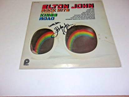 Elton John Signed LP Record Yellow Brick Road with COA: Elton John Signed LP Record Yellow Brick Road with COA This original Elton John LP record album features iconic rock hits from the legendary artist, including tracks from 'Yellow Brick Road'. The albu