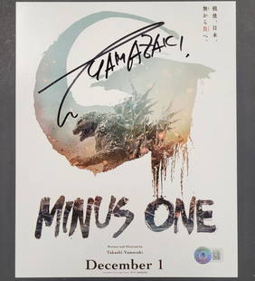 Takashi Yamazaki Signed 8x10 Godzilla Minus One Photo Beckett Authenticated: Takashi Yamazaki Signed 8x10 Godzilla Minus One Photo Beckett Authenticated This is an 8x10 photograph from the movie "Godzilla Minus One," signed by Takashi Yamazaki. The item is an original piece an