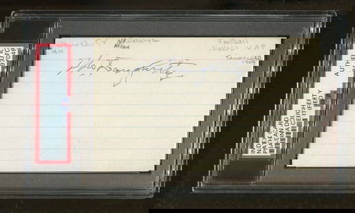 Nathan Dougherty Autographed 3x5 Index Card PSA/DNA CFBHOF Rare: Nathan Dougherty Autographed 3x5 Index Card PSA/DNA CFBHOF Rare This is an original index card signed by Nathan Dougherty, a notable figure in football history. The card features an authentic autograp
