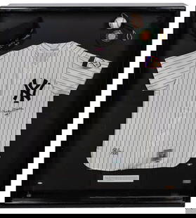 Mickey Mantle Signed Limited Edition Jersey Hat Baseball Display 41.5x48: Mickey Mantle Signed Limited Edition Jersey Hat Baseball Display 41.5x48 Celebrate the legacy of baseball legend Mickey Mantle with this magnificent display featuring a signed jersey, hat, and basebal