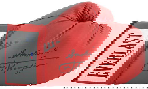 Muhammad Ali Joe Frazier Signed Red Everlast Boxing Glove PSA DNA Certified: Muhammad Ali Joe Frazier Signed Red Everlast Boxing Glove PSA DNA Certified This is an authentic red Everlast boxing glove signed by legendary boxers Muhammad Ali and Joe Frazier, featuring the inscri