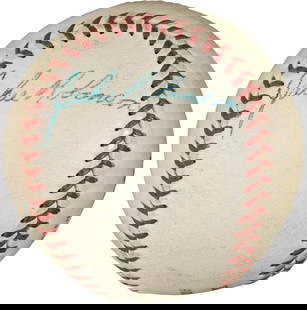 Jackie Robinson Signed Baseball PSA DNA COA Brooklyn Dodgers 1950s: Jackie Robinson Signed Baseball PSA DNA COA Brooklyn Dodgers 1950s This official 1950's National League baseball, features a bold blue ink signature from the legendary Jackie Robinson, a pivotal figur