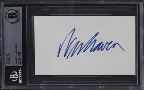 Wes Craven Scream Signed 3x5 Index Card Beckett Authenticated: Wes Craven Scream Signed 3x5 Index Card Beckett Authenticated This authentic 3x5 index card features the signature of legendary filmmaker Wes Craven, known for his iconic work in the horror genre, par
