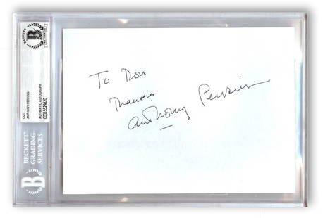 Anthony Perkins Signed Album Page Psycho 6x9 Beckett Authenticated: Anthony Perkins Signed Album Page Psycho 6x9 Beckett Authenticated This is an original autographed album page signed by Anthony Perkins, famously known for his role as Norman Bates in the classic film