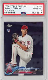 2018 Topps Chrome Shohei Ohtani #150 Rookie Card PSA Graded 10 MLB: 2018 Topps Chrome Shohei Ohtani #150 Rookie Card PSA Graded 10 MLB This is a Graded 2018 Topps Chrome Shohei Ohtani #150 Pitching Rookie RC Baseball Card, graded 10 by Professional Sports Authenticato