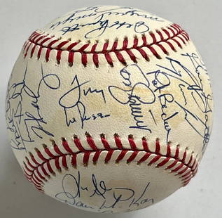 1996 St. Louis Cardinals Team Signed Baseball 32 Autographs Ozzie Smith Eckersley La Russa: 1996 St. Louis Cardinals Team Signed Baseball 32 Autographs Ozzie Smith Eckersley La Russa This is an original 1996 St. Louis Cardinals team-signed baseball, featuring a total of 32 signatures, includ
