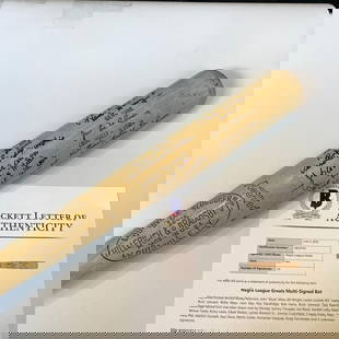 Jackie Robinson Signed Bat 34in with 33 Negro League Legends BAS: Jackie Robinson Signed Bat 34in with 33 Negro League Legends BAS This exceptional Jackie Robinson model bat is a piece of baseball history, featuring the autographs of 33 legendary players from the Ne