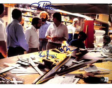 Star Wars ILM Signed 11x14 Photo by Johnson Peterson Thorpe Beckett LOA: Star Wars ILM Signed 11x14 Photo by Johnson Peterson Thorpe Beckett LOA This autographed 11x14 photograph features the signatures of three prominent ILM Star Wars model shop builders and designers: Br
