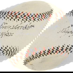 Jim Corbett 1932 Unique Single Signed Baseball PSA/DNA COA: Jim Corbett 1932 Unique Single Signed Baseball PSA/DNA COA This unique 1932 single signed baseball by Jim Corbett is a rare collector's item, famously known as the only one of its kind. Corbett, a leg