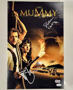 Brendan Fraser Patricia Velasquez Signed The Mummy 11x17 Photo Beckett Authenticated: Brendan Fraser Patricia Velasquez Signed The Mummy 11x17 Photo Beckett Authenticated This original 11x17 photograph from the iconic movie 'The Mummy' features the authentic signatures of actors Brenda