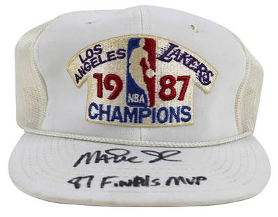 Magic Johnson Signed 1987 Finals MVP White Hat Los Angeles Lakers BAS Authenticated: Magic Johnson Signed 1987 Finals MVP White Hat Los Angeles Lakers BAS Authenticated Celebrate the legacy of Magic Johnson with this autographed 1987 World Champions White Hat, featuring the inscriptio