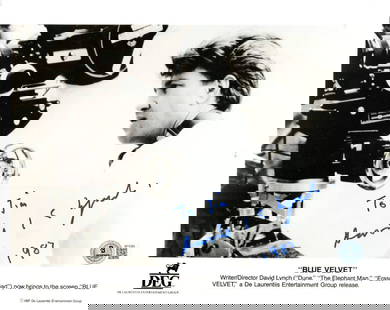 David Lynch Autographed 8x10 Blue Velvet Photo BAS Certified: David Lynch Autographed 8x10 Blue Velvet Photo BAS Certified This is an authentic 8x10 photograph signed by acclaimed director David Lynch, featuring a scene from the cult classic film "Blue Velvet."