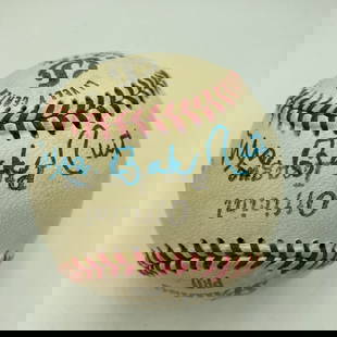 Mrs. Babe Ruth Lou Gehrig Signed Baseball with PSA DNA COA: Mrs. Babe Ruth Lou Gehrig Signed Baseball with PSA DNA COA This official "Pro League" baseball is a remarkable collectible signed by notable figures in baseball history, including Mrs. Babe Ruth and M