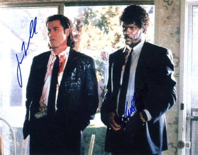 John Travolta Samuel L Jackson Autographed 11x14 Pulp Fiction Photo Beckett Authenticated: John Travolta Samuel L Jackson Autographed 11x14 Pulp Fiction Photo Beckett Authenticated This 11x14 photograph features iconic actors John Travolta and Samuel L. Jackson, both of whom have signed thi