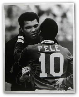 Muhammad Ali Pele Signed 16X20 Photo Autographed by Online Authentics: Muhammad Ali Pele Signed 16X20 Photo Autographed by Online Authentics Celebrate the legacy of two sports icons with this Muhammad Ali and Pele signed autographed 16X20 photo. This original piece featu