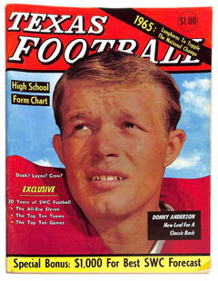 1965 Dave Campbell's Texas Football Annual Donny Anderson Texas Tech Original: 1965 Dave Campbell's Texas Football Annual Donny Anderson Texas Tech Original This vintage 1965 Dave Campbell's Texas Football Annual features the talented player Donny Anderson from Texas Tech. This